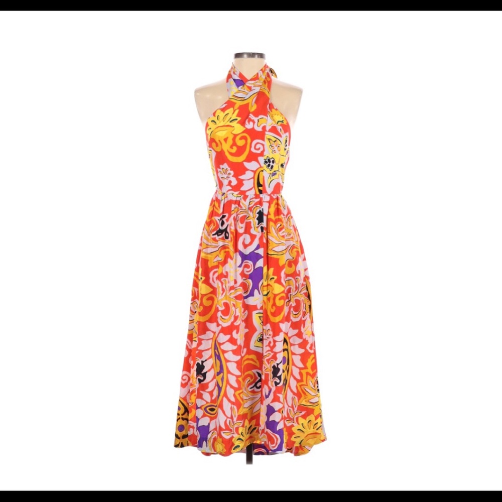 NWT J.Crew Silk Midi Sarong Painted Paisley Orange